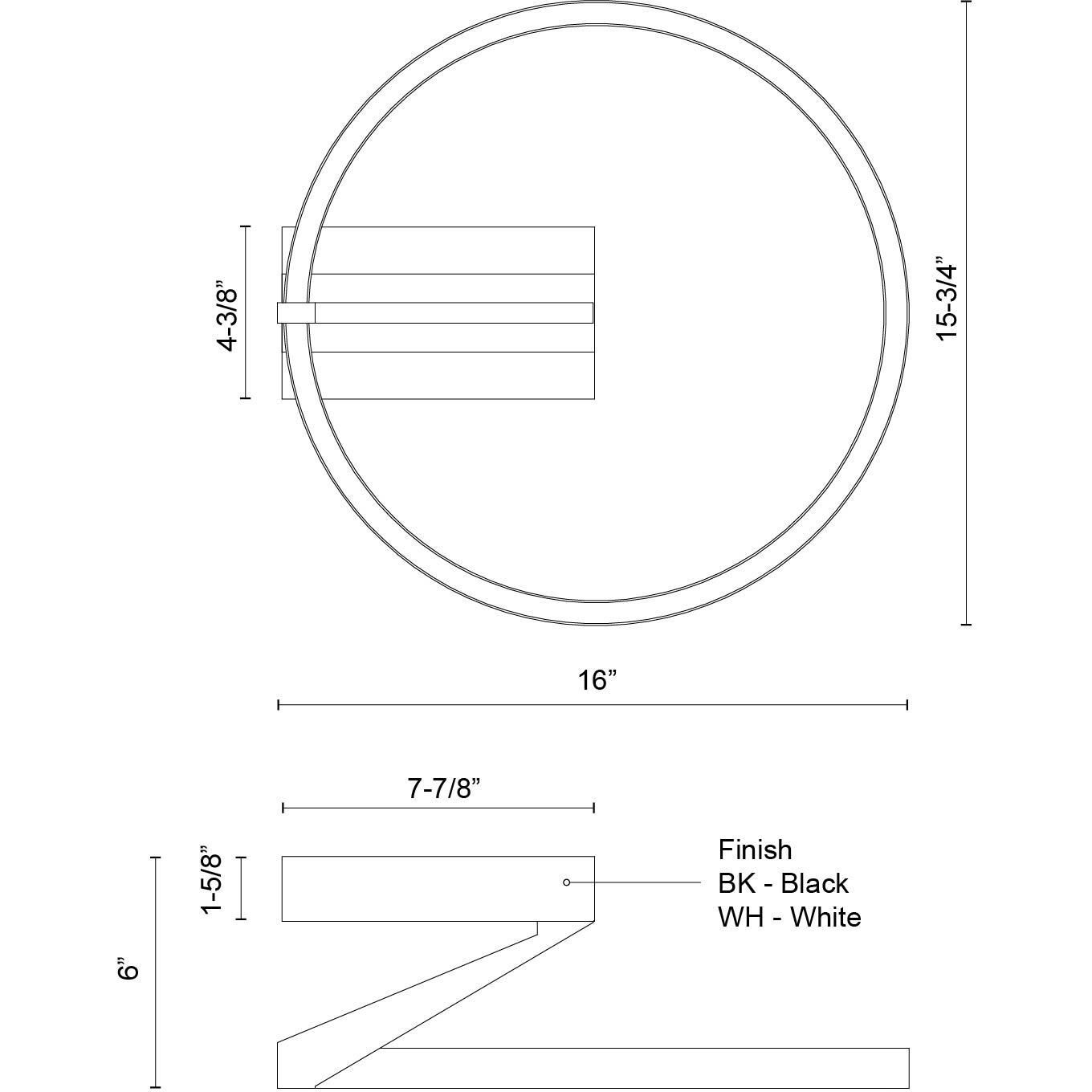 Roda LED 15.75 inch Black Semi-Flush Mount Ceiling Light