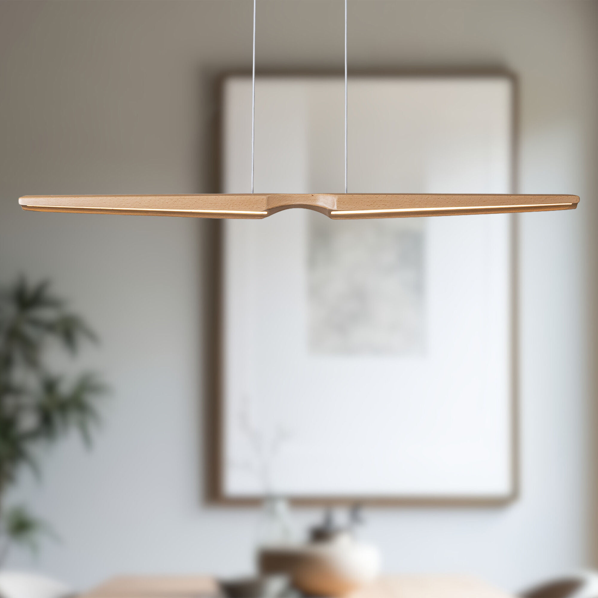 Dakota LED 47.25 inch Beech Wood Linear Pendant Ceiling Light