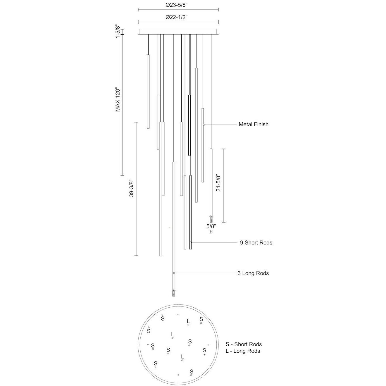 Chute Multi Pendant Ceiling Light in Black