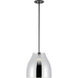 Trinity LED 11.38 inch Black Pendant Ceiling Light in Chrome Glass
