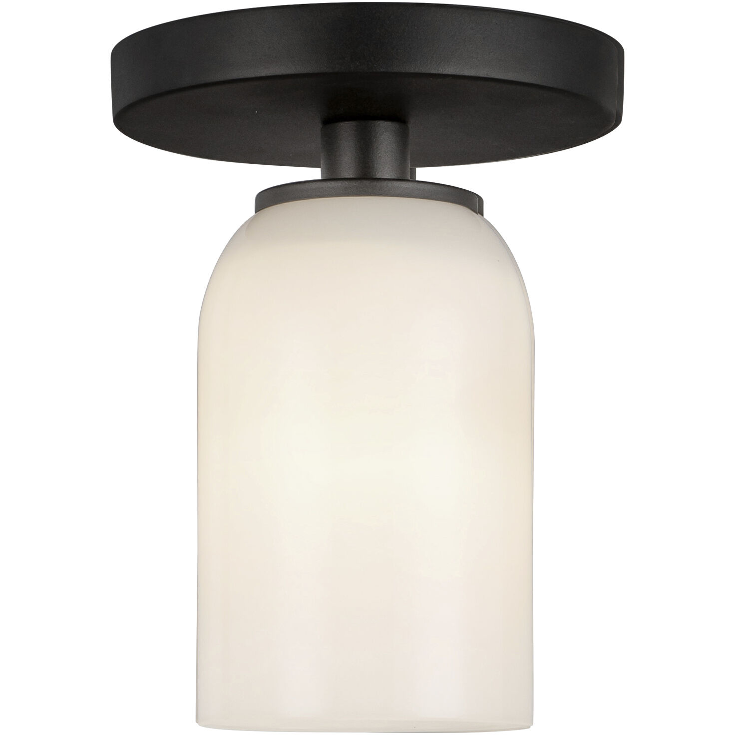 Nola 1 Light 3.63 inch Black/Glossy Opal Glass Semi-Flush Mount Ceiling Light in Glossy Opal Glass Shade