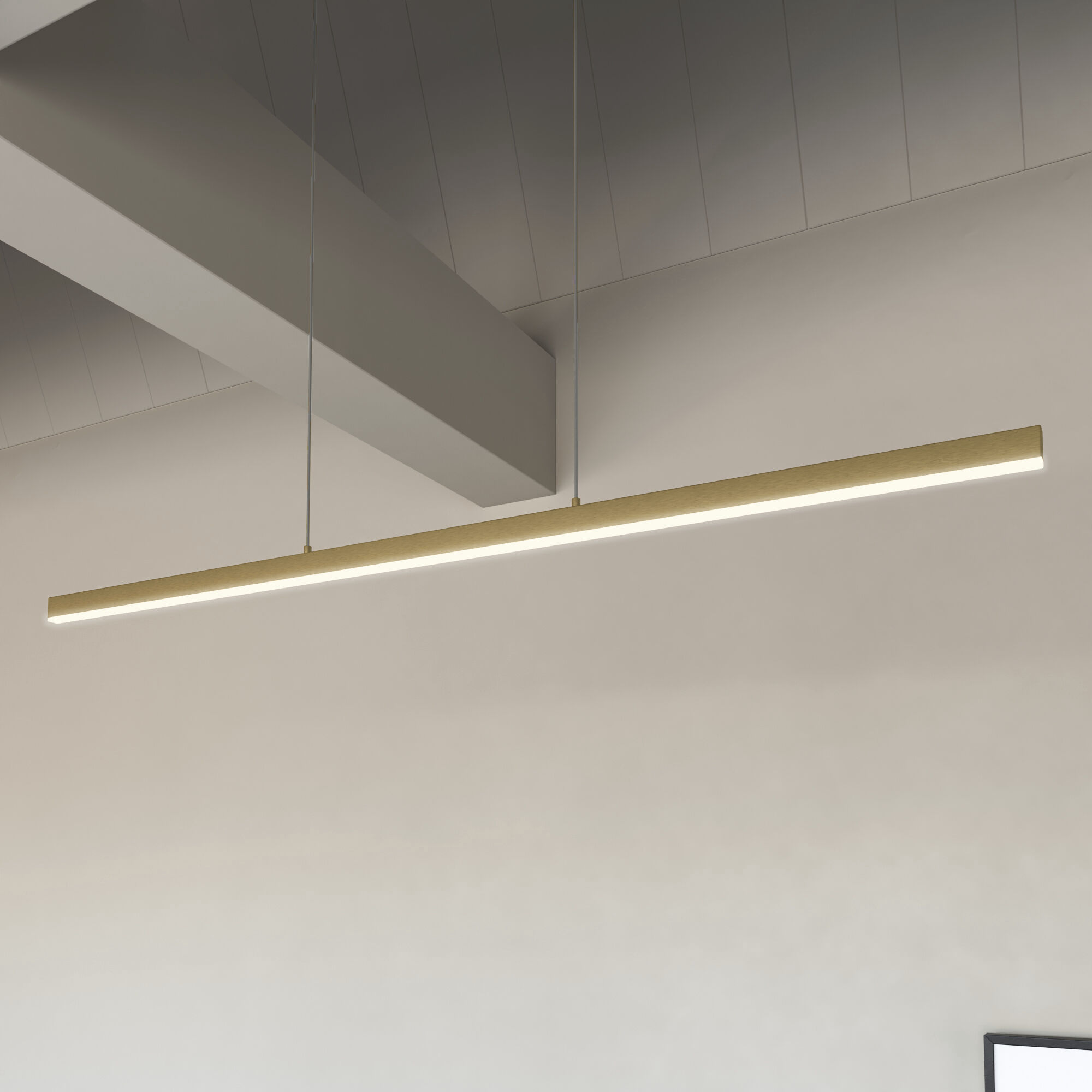 Vega LED 56 inch Brushed Gold Linear Pendant Ceiling Light