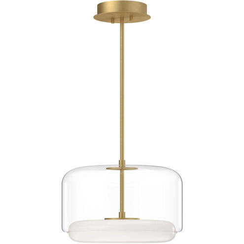 Enkel LED 15 inch Brushed Gold Pendant Ceiling Light in Clear and Brushed Gold
