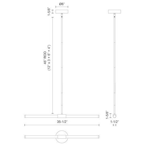 Akari 35.5 inch Black Linear Pendant Ceiling Light