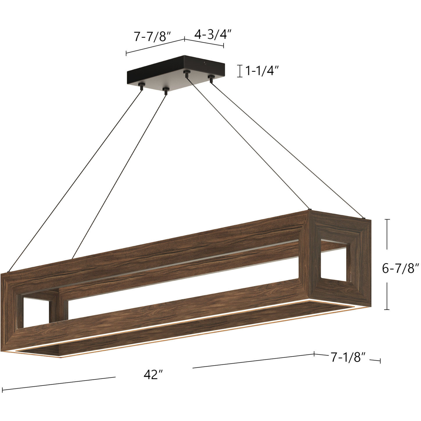 Morina LED 42 inch Walnut Linear Pendant Ceiling Light