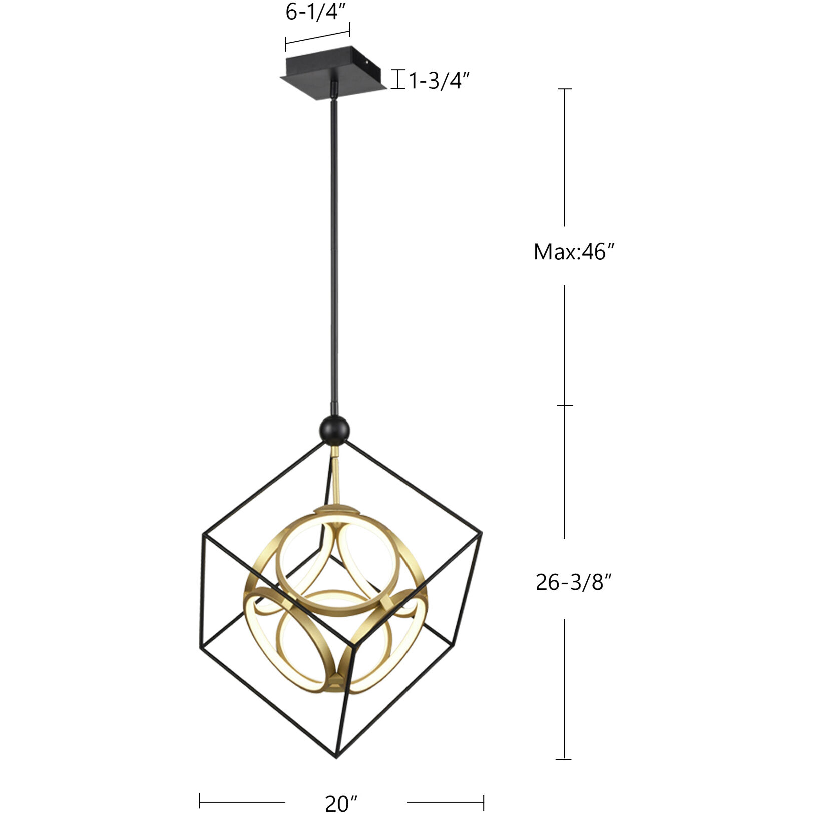 Monza LED 24.38 inch Black/Antique Brass Chandelier Ceiling Light