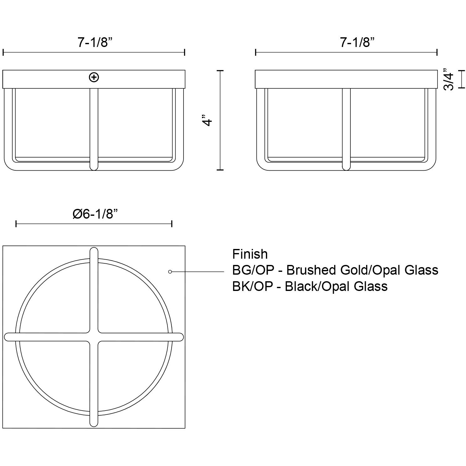 Regalo LED 7.13 inch Black/Opal Glass Flush Mount Ceiling Light