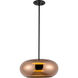 Trinity LED 14.25 inch Black Pendant Ceiling Light in Copper Glass