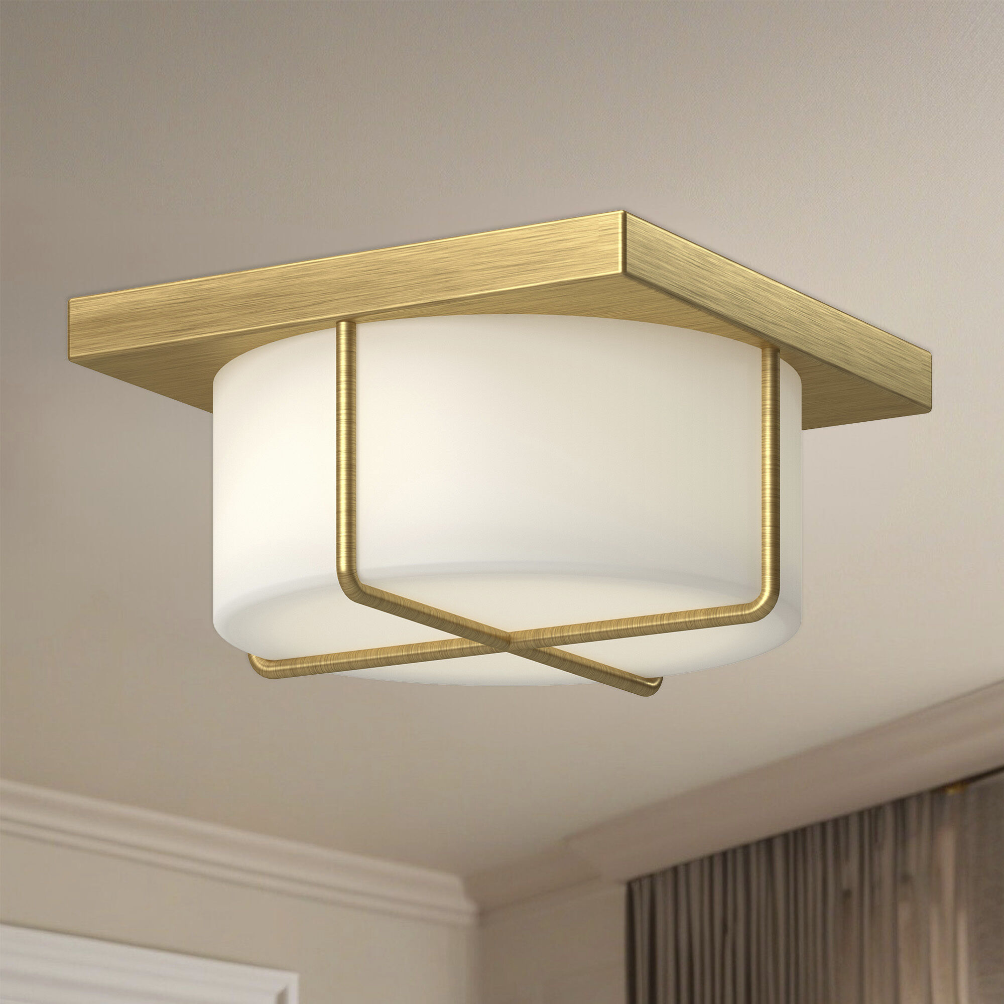 Reglao LED 10.13 inch Brushed Gold/Opal Glass Flush Mount Ceiling Light
