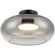 Trinity LED 14.25 inch Black/Smoked Semi-Flush Mount Ceiling Light in Smoked Glass
