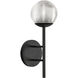 Claremont LED 13 inch Black Exterior Wall in Clear Ribbed Glass
