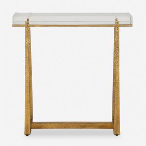 Midas 24 X 24 inch Antique Gold and Crystal Accent Table