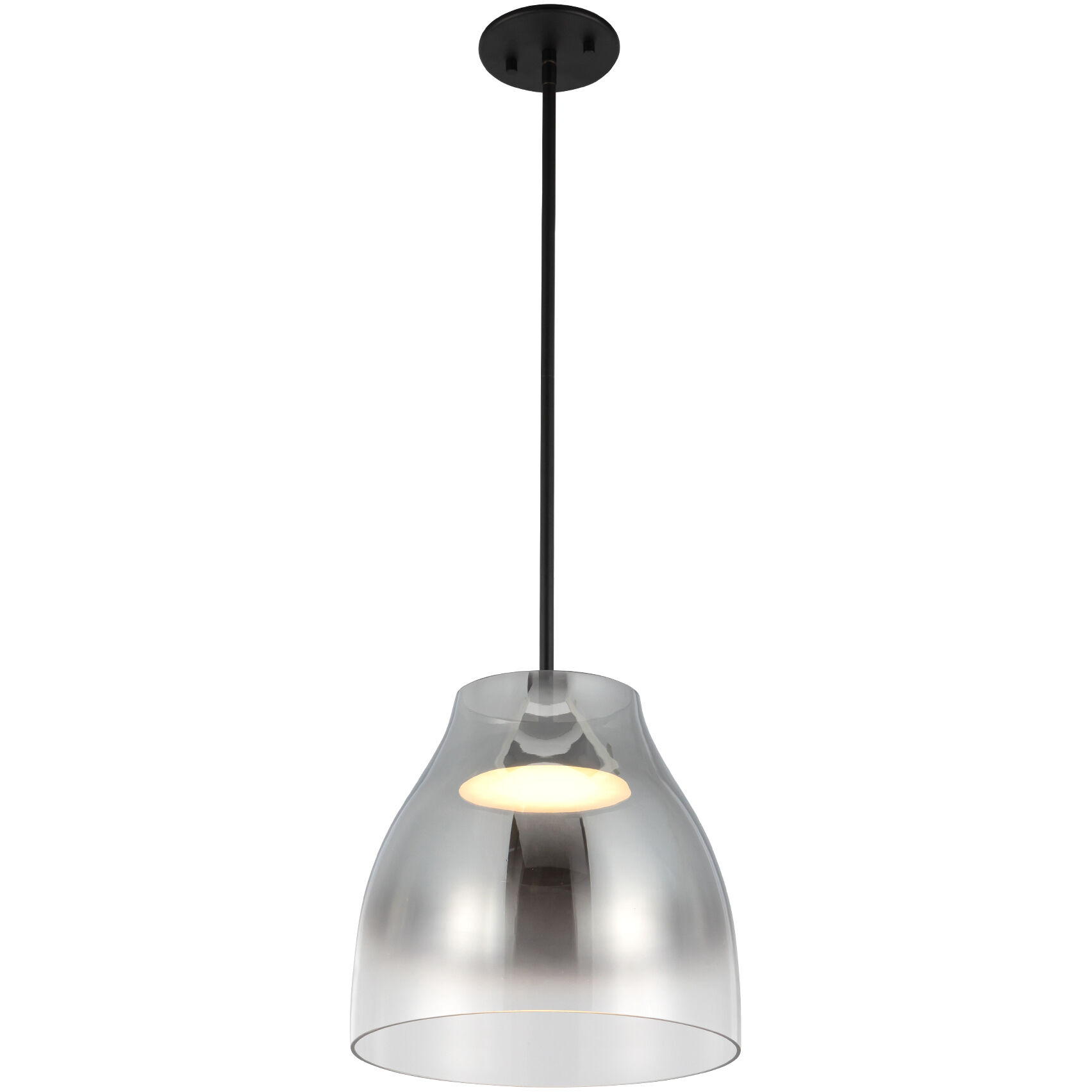 Trinity LED 11.38 inch Black/Smoked Pendant Ceiling Light in Smoked Glass