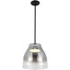 Trinity LED 11.38 inch Black/Smoked Pendant Ceiling Light in Smoked Glass