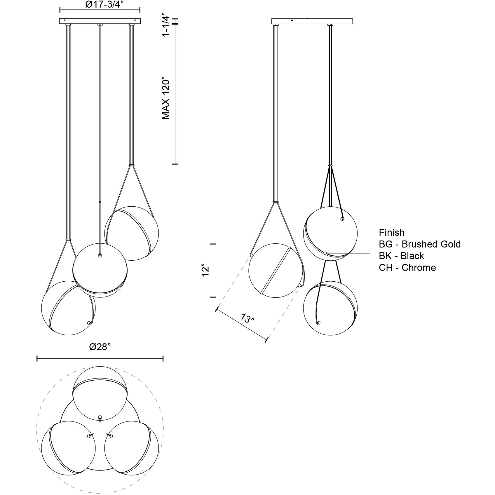 Aries LED 28 inch Chrome Chandelier Ceiling Light