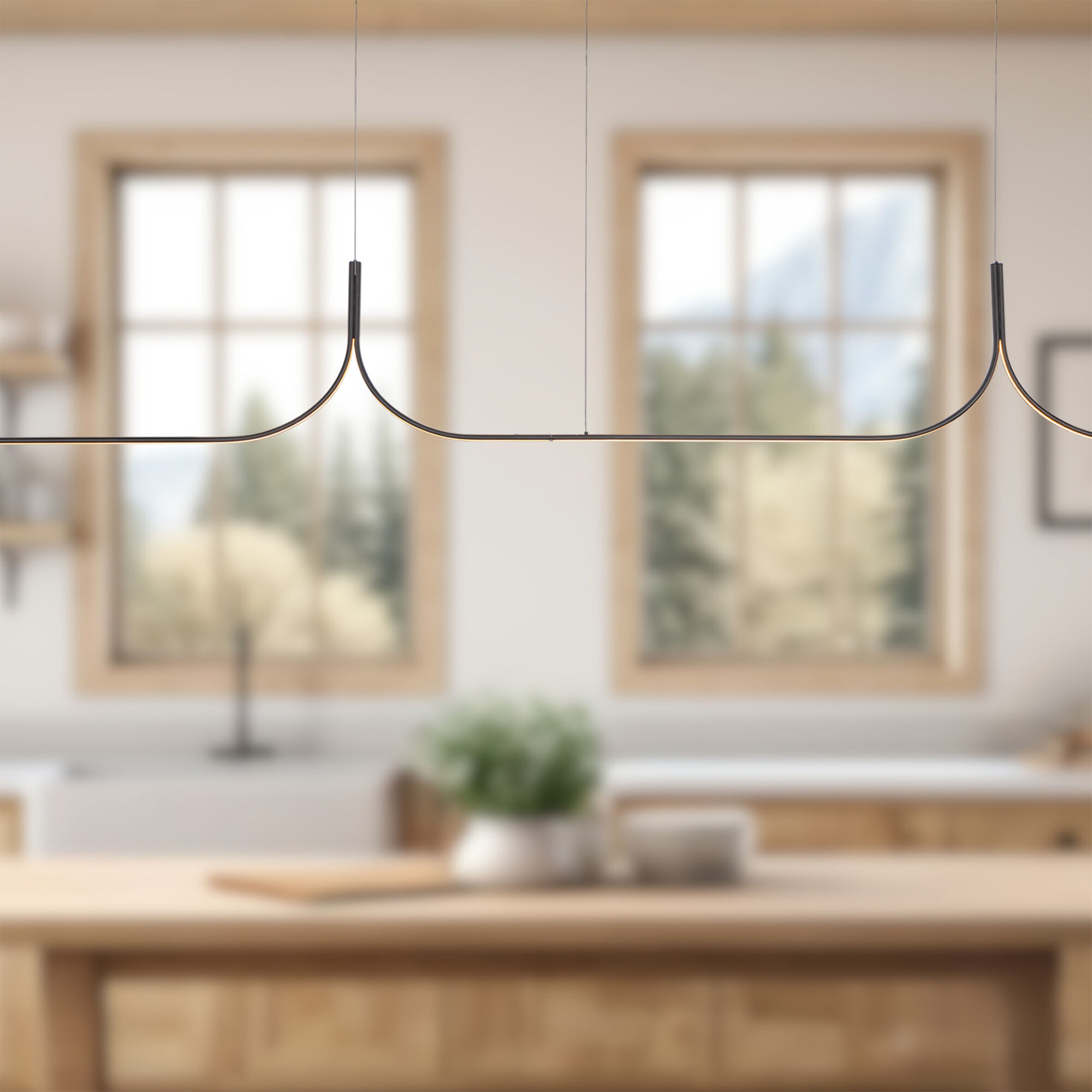 Thread LED 118.13 inch Black Linear Pendant Ceiling Light