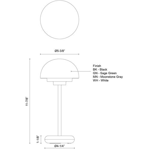 Hinata 11.88 inch 2 watt Black Table Lamp Portable Light