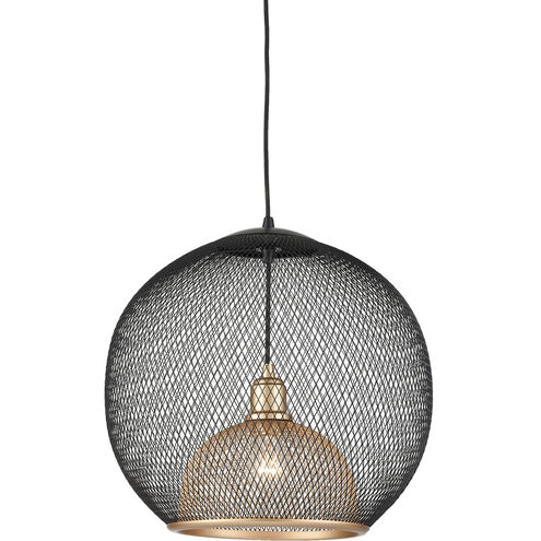 Gibraltar 1 Light 17.75 inch Black and Gold Pendant Ceiling Light