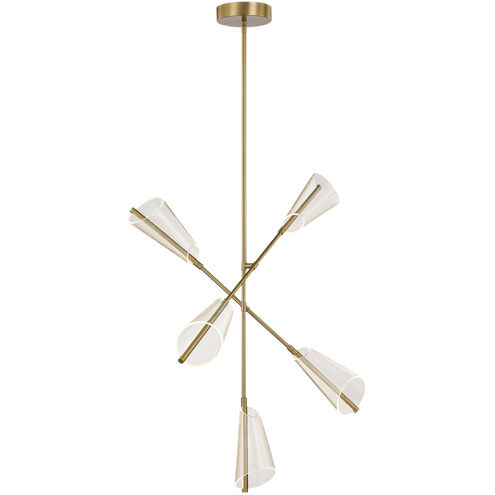 Mulberry LED 37 inch Brushed Gold and Light Guide Chandelier Ceiling Light