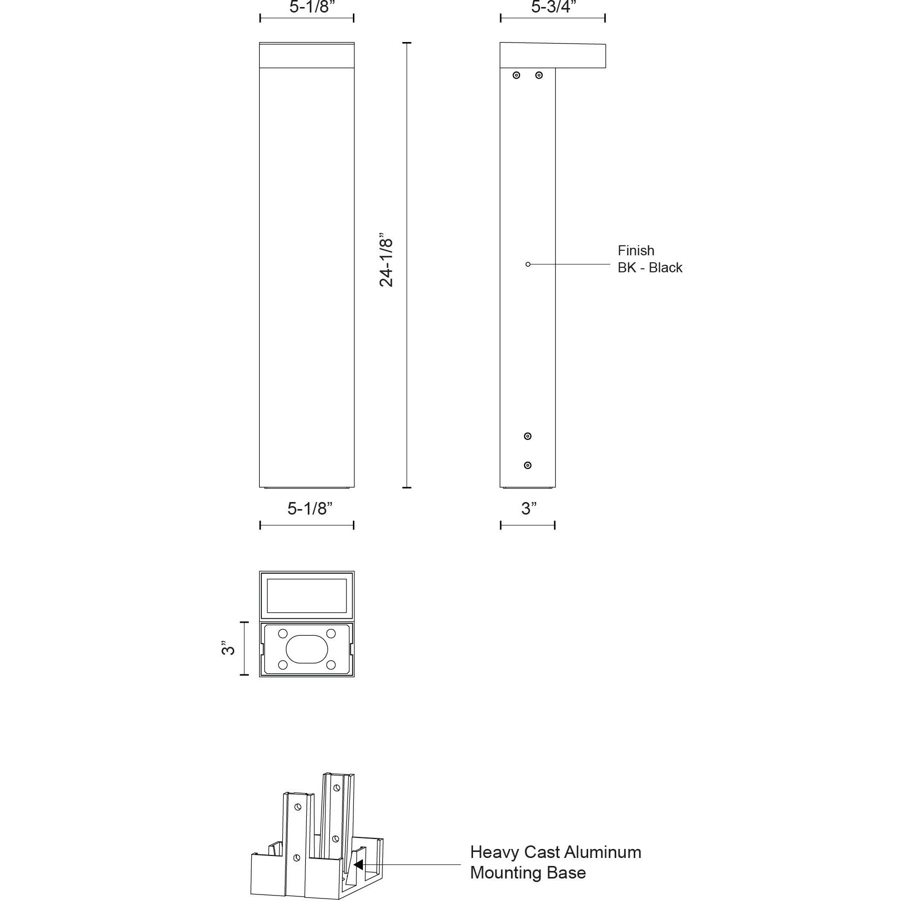Evans 120-277V 24.00 watt Black Exterior Bollard