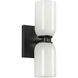 Nola Wall Sconce Wall Light in Black, Glossy Opal Glass Shade