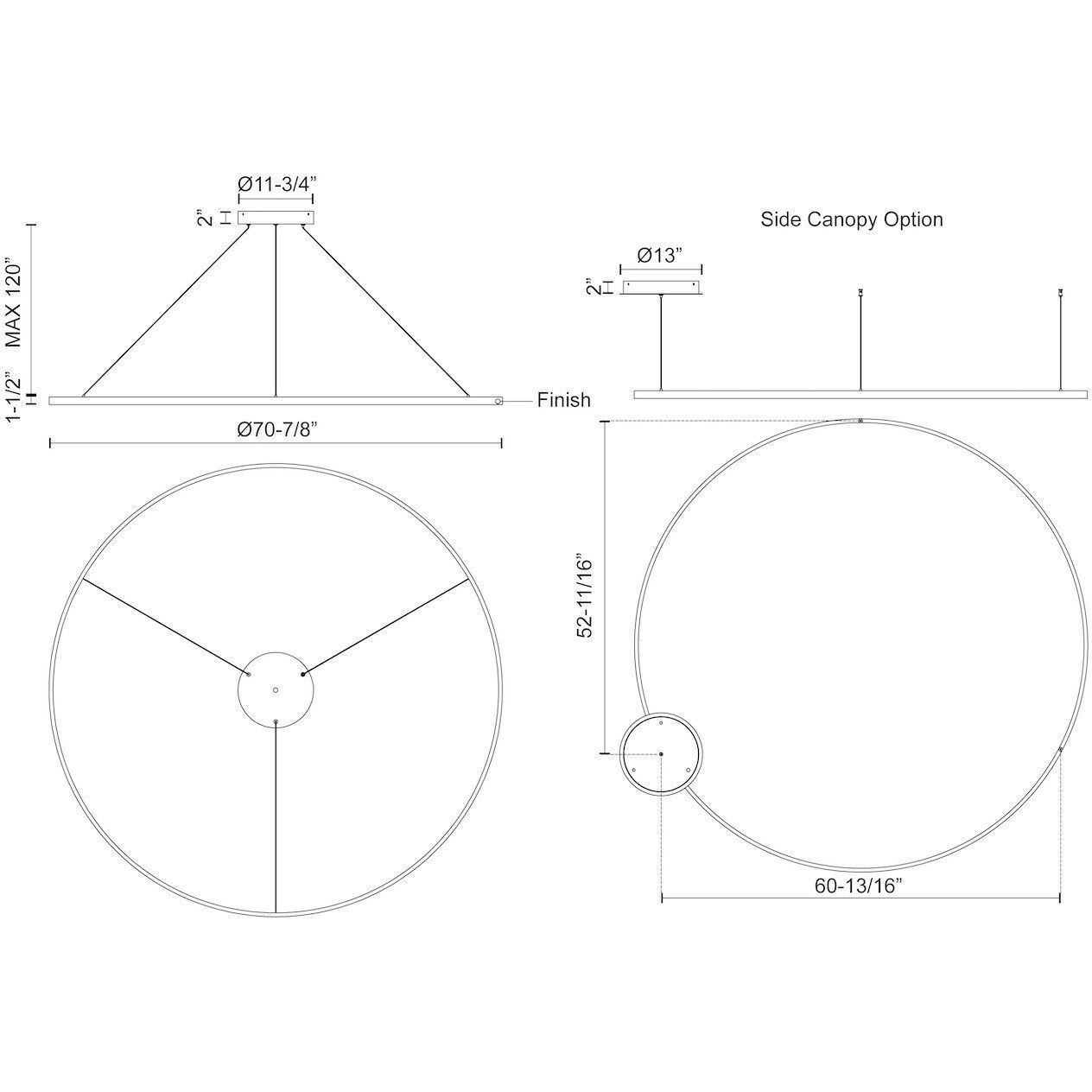 Cerchio LED 70.88 inch White Pendant Ceiling Light