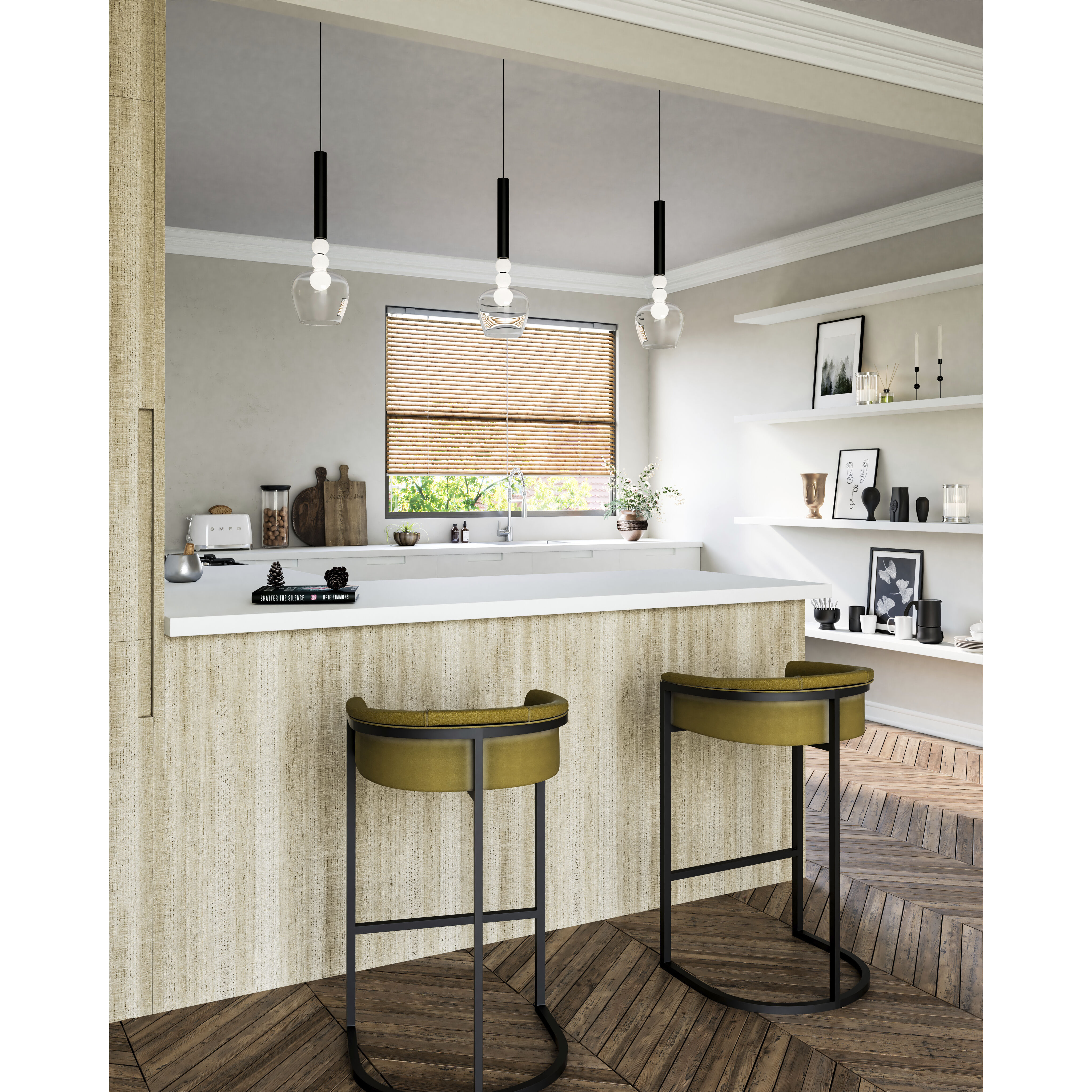 Rise LED 5.75 inch Black/Clear Pendant Ceiling Light in Black and Clear