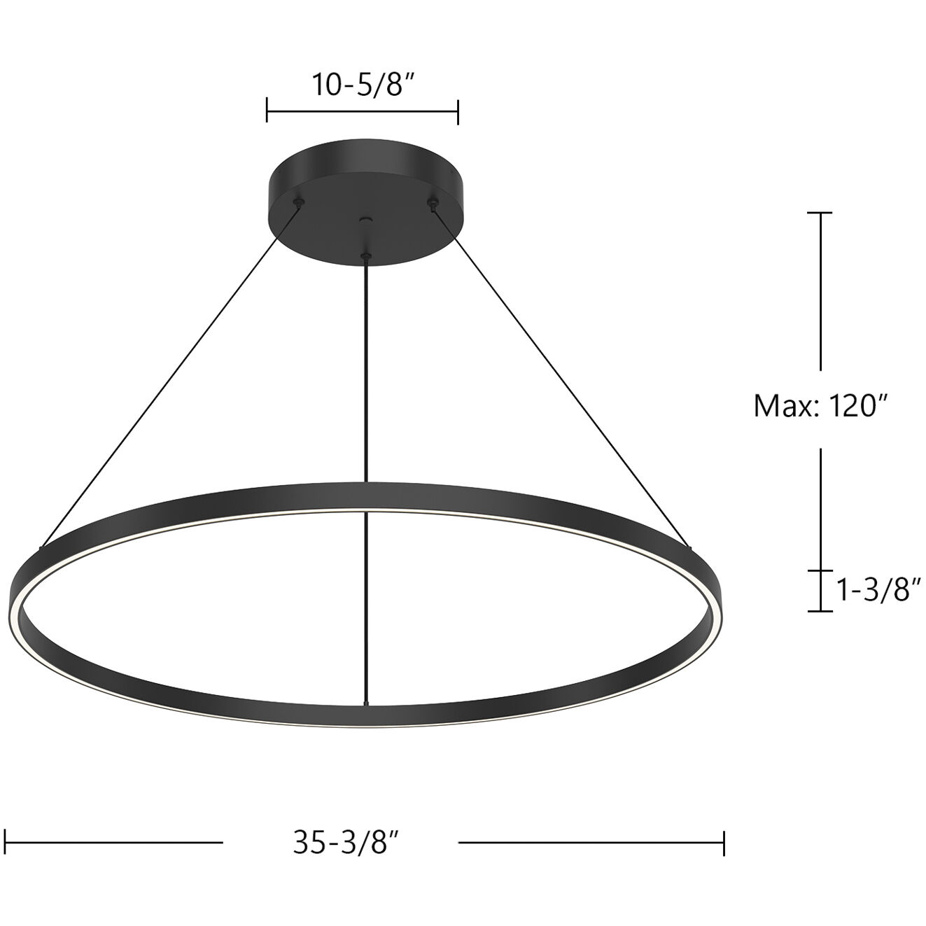 Cerchio LED 35.38 inch Black Pendant Ceiling Light