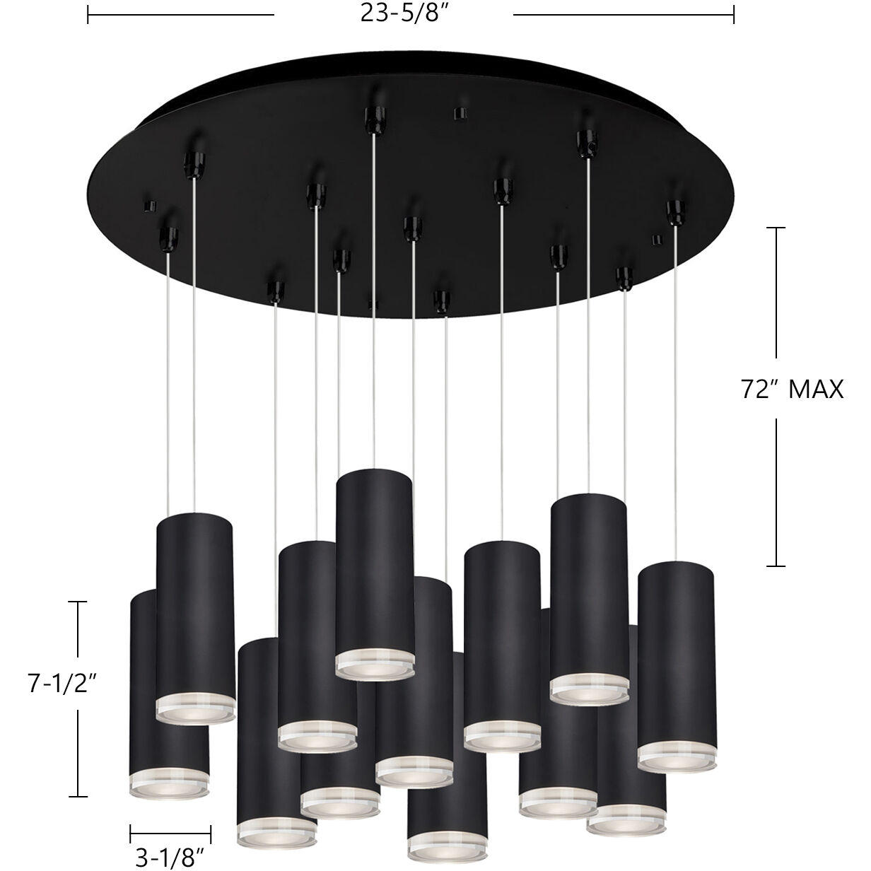 Cameo LED 23.63 inch Black Multi Pendant Ceiling Light