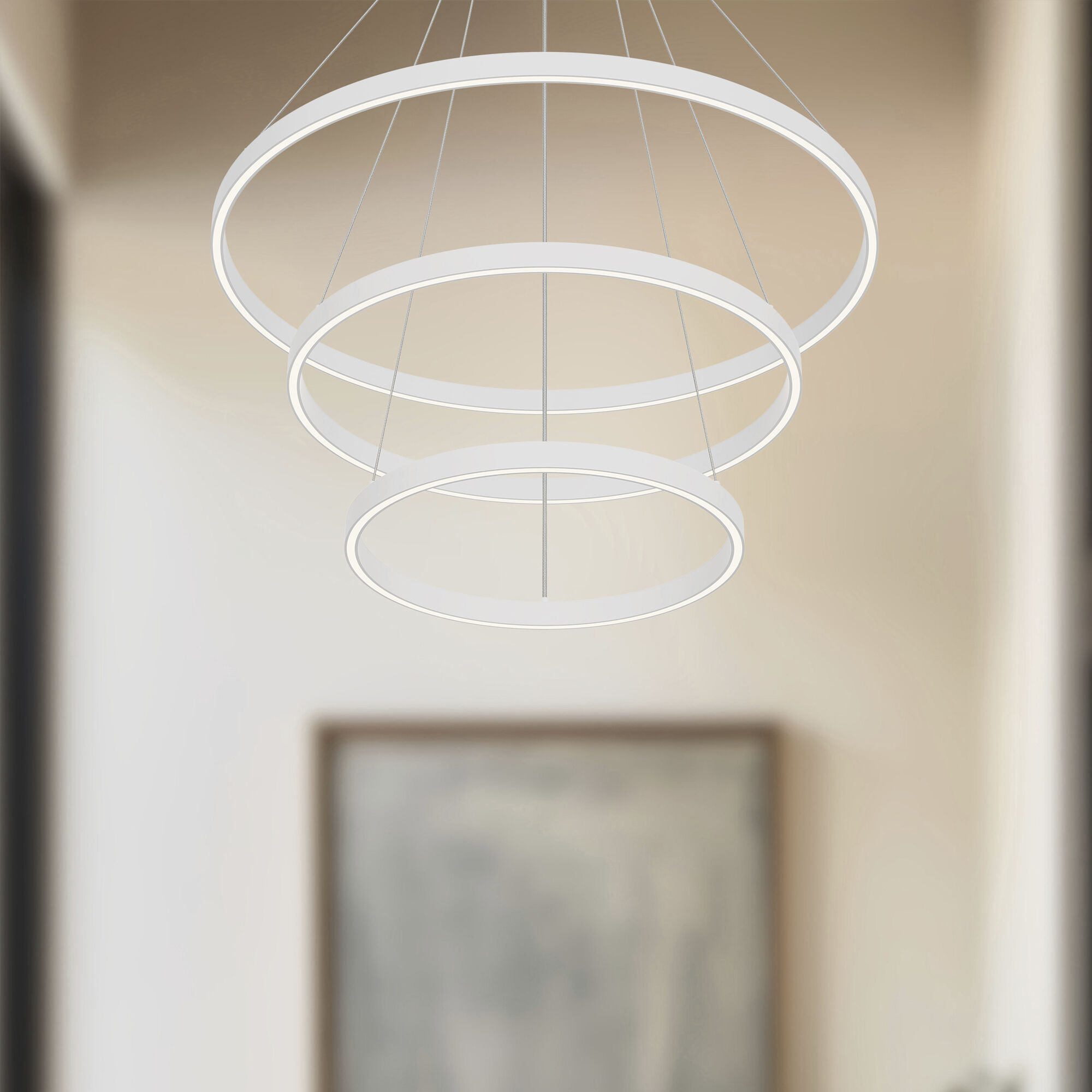 Cerchio LED 31.5 inch White Chandelier Ceiling Light