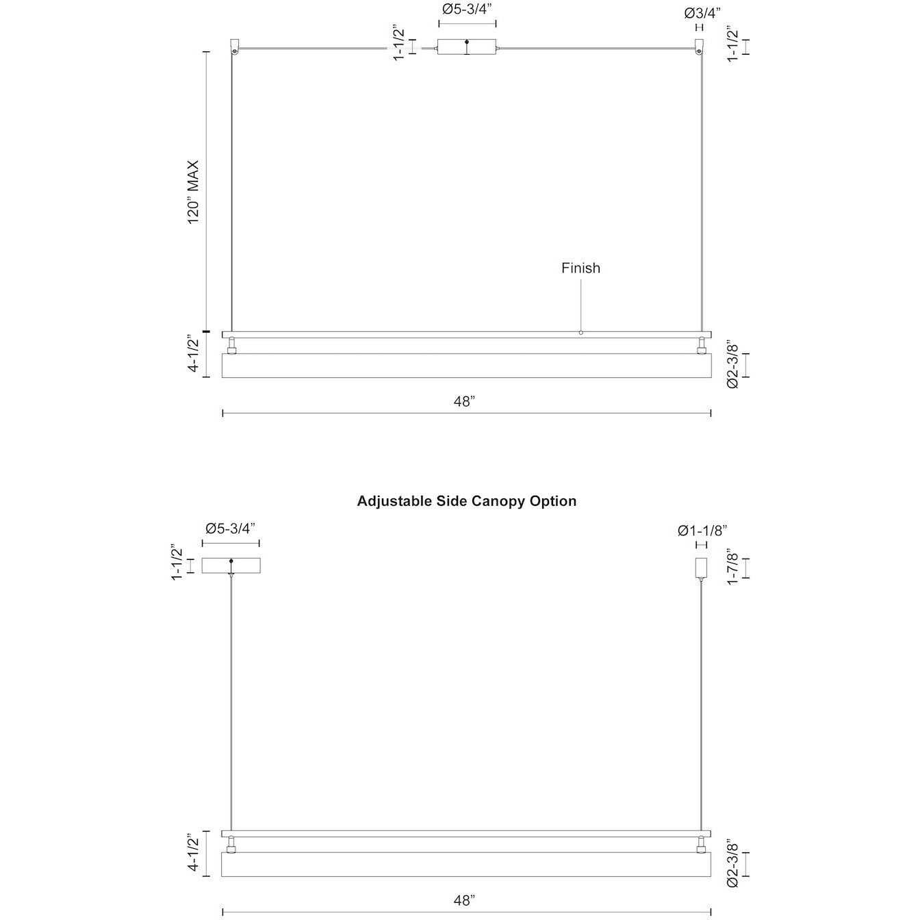 Gramercy LED 48 inch Black Linear Pendant Ceiling Light