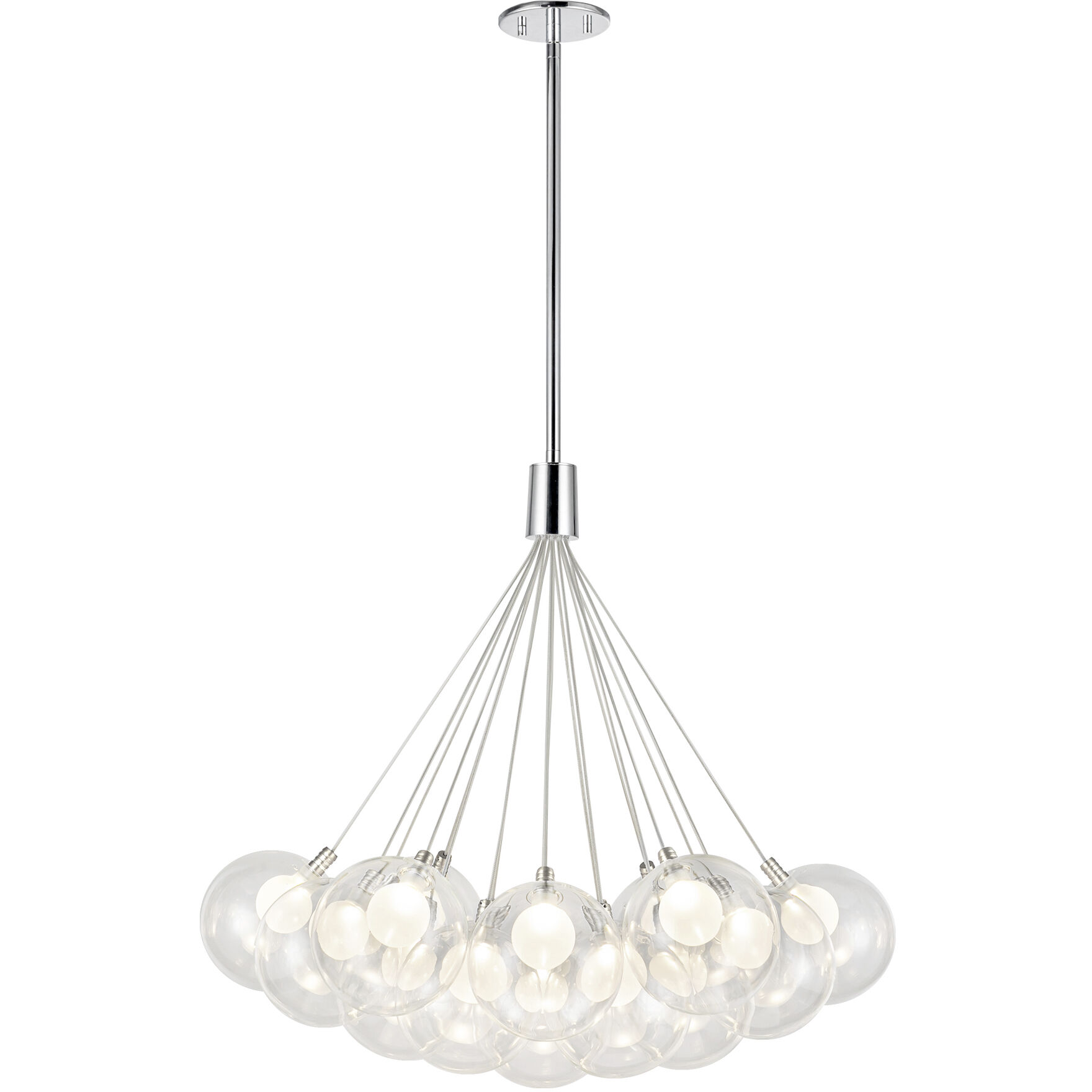 Bolla LED 28 inch Chrome Chandelier Ceiling Light in Clear Glass Shade
