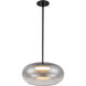 Trinity LED 14.25 inch Black/Smoked Pendant Ceiling Light in Smoked Glass