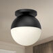 Monae 1 Light 9.88 inch Black/Opal Glass Flush Mount Ceiling Light