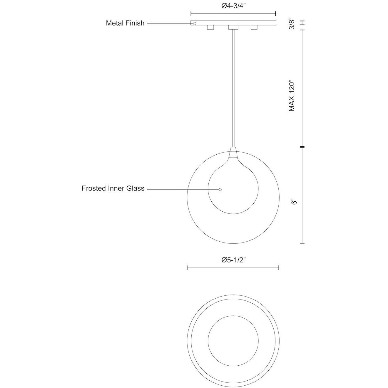 Bolla Pendant Ceiling Light in Chrome, Clear Glass Shade