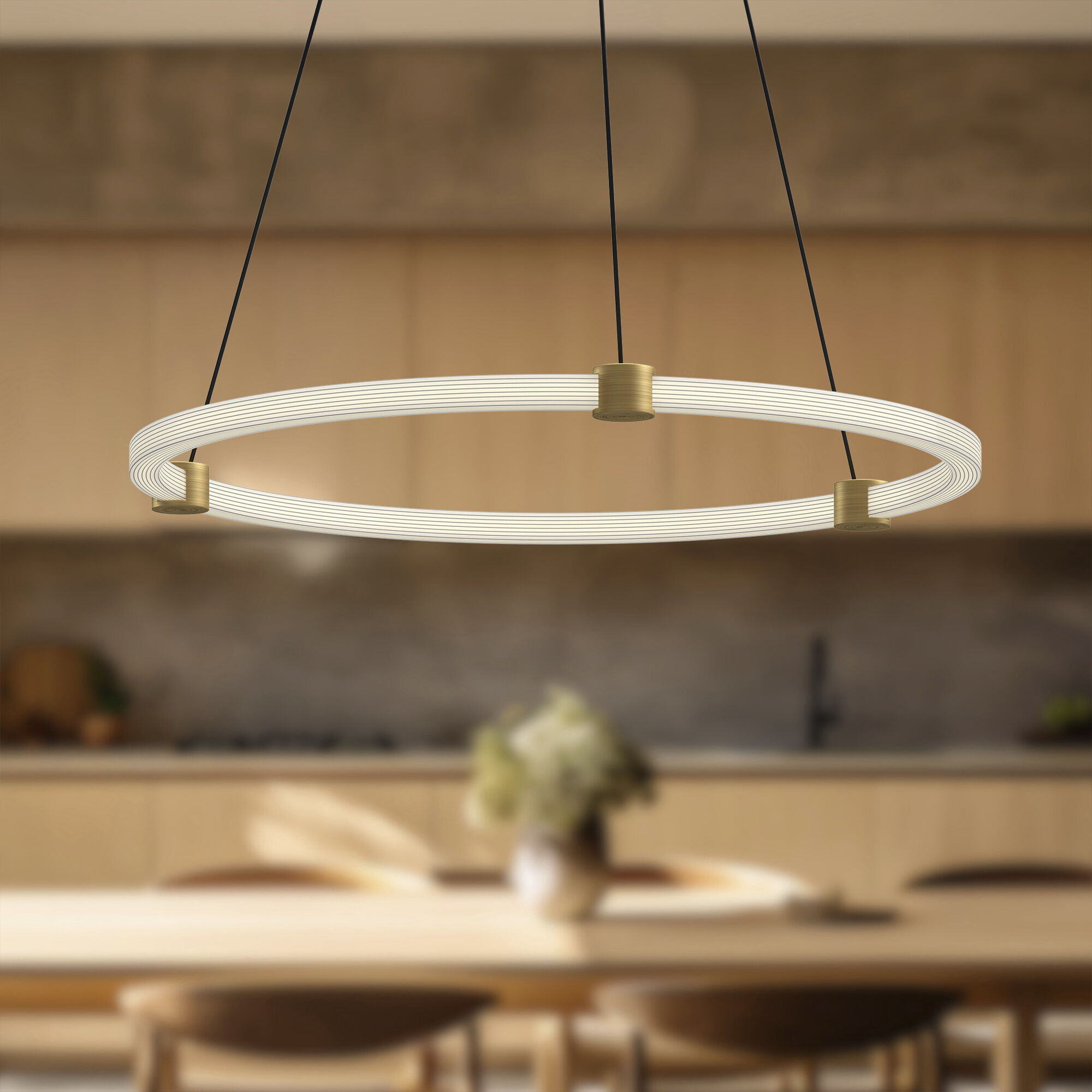 Bruni LED 24.5 inch Brushed Gold Pendant Ceiling Light