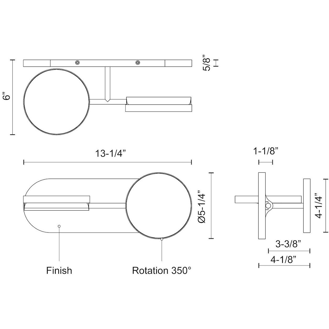 Novel LED 13.25 inch Black Bath Vanity Light Wall Light