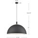 Archibald Pendant Ceiling Light in Brushed Nickel with Black Detail