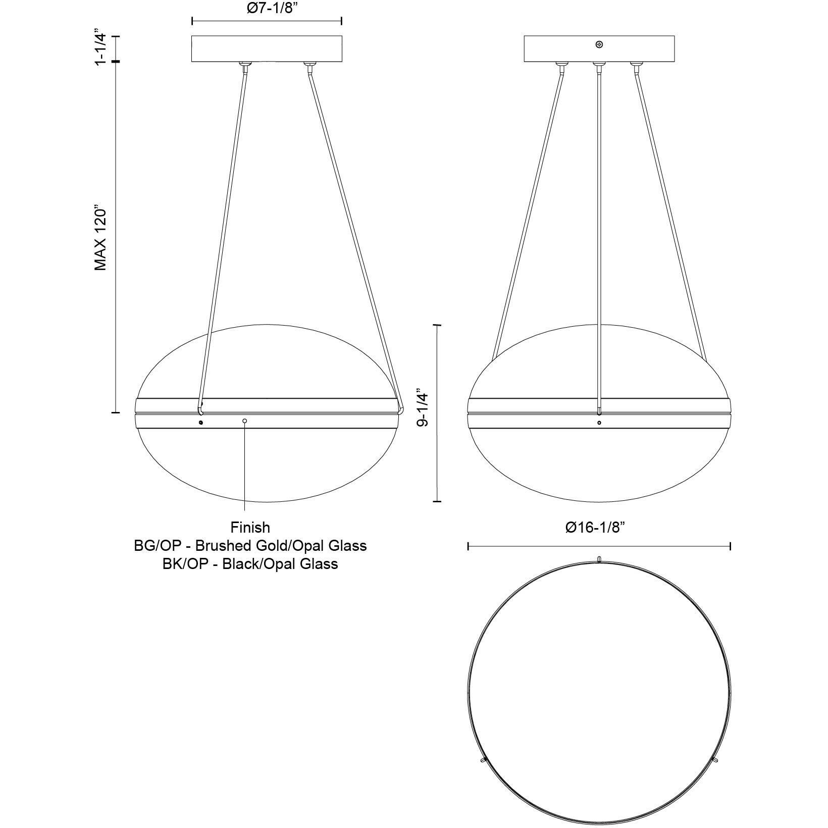 Virgo Pendant Ceiling Light in Brushed Gold