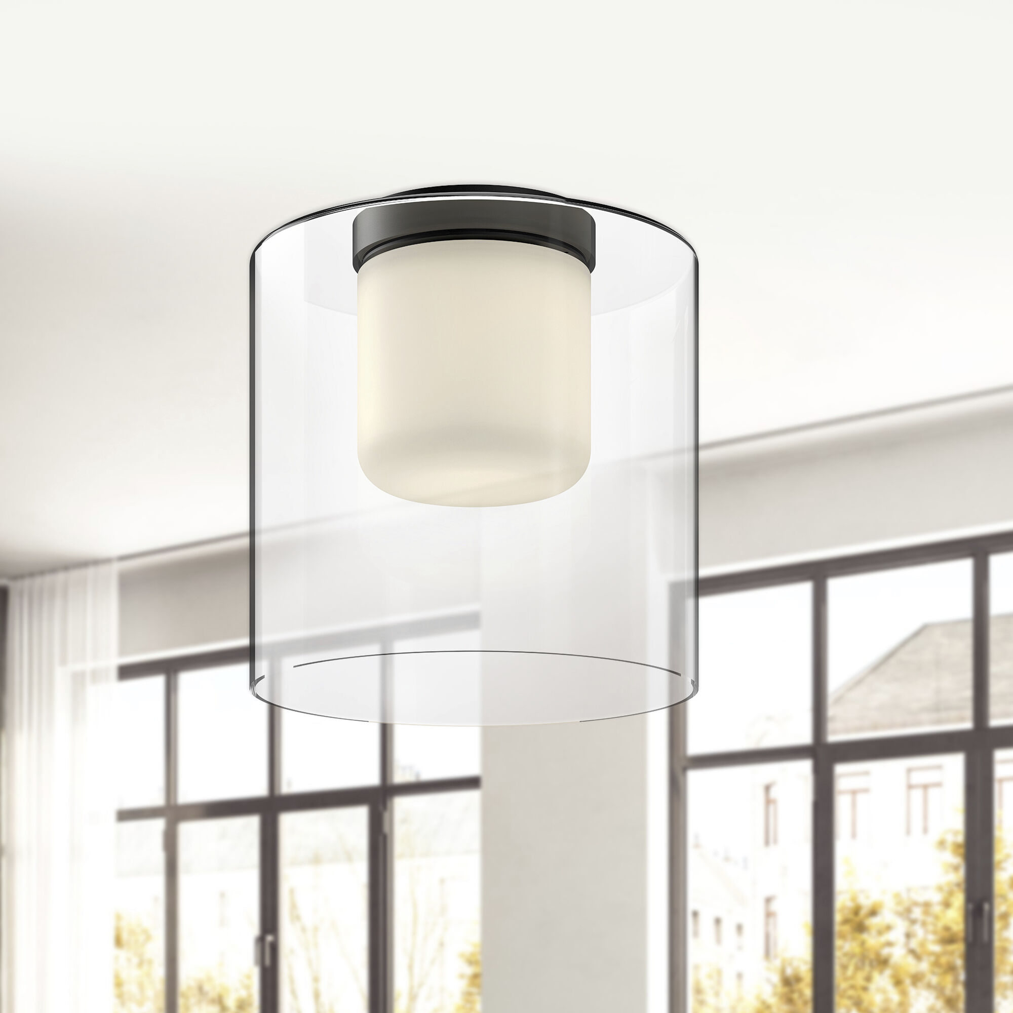Birch LED 9.5 inch Black/Clear Flush Mount Ceiling Light