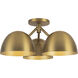 Fosso 3 Light 17 inch Brushed Gold Semi-Flush Mount Ceiling Light