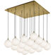 Bolla Multi Pendant Ceiling Light in Brushed Gold, Opal Glass