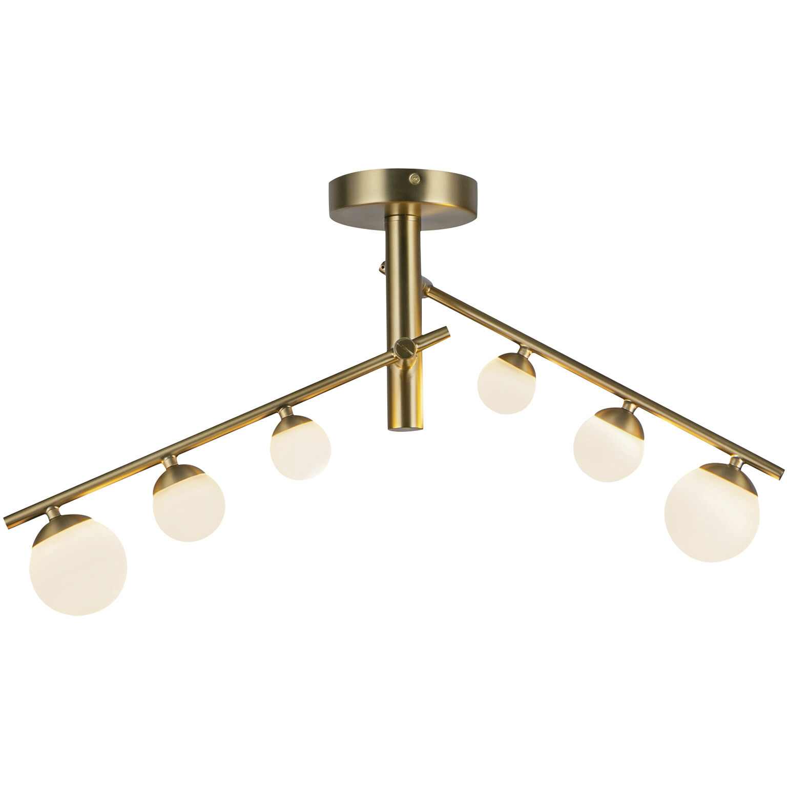 Cypress LED 7.38 inch Brushed Gold/Opal Glass Semi-Flush Mount Ceiling Light