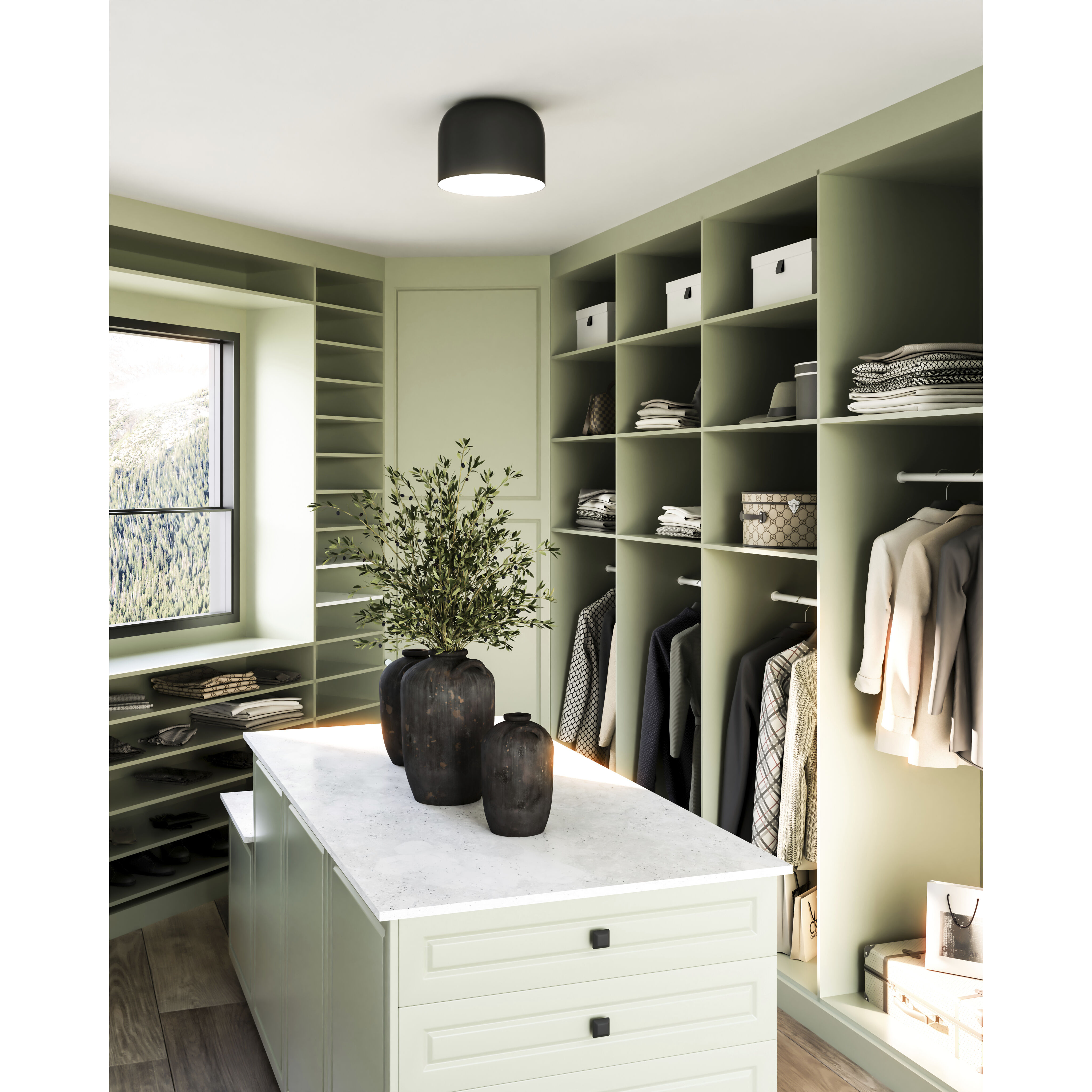 Cayne LED 12.13 inch Black/White Flush Mount Ceiling Light