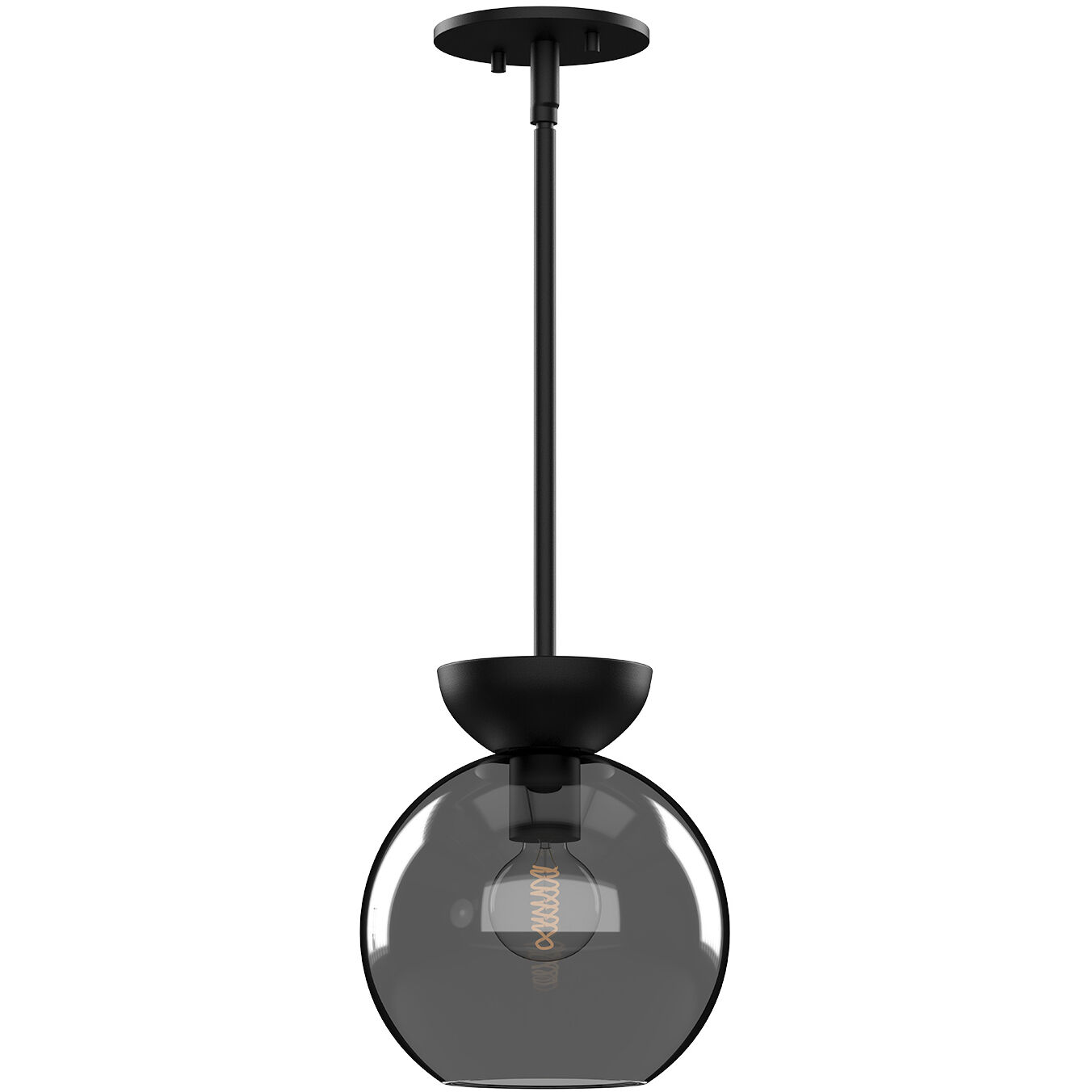 Arcadia Pendant Ceiling Light in Black, Smoked Glass