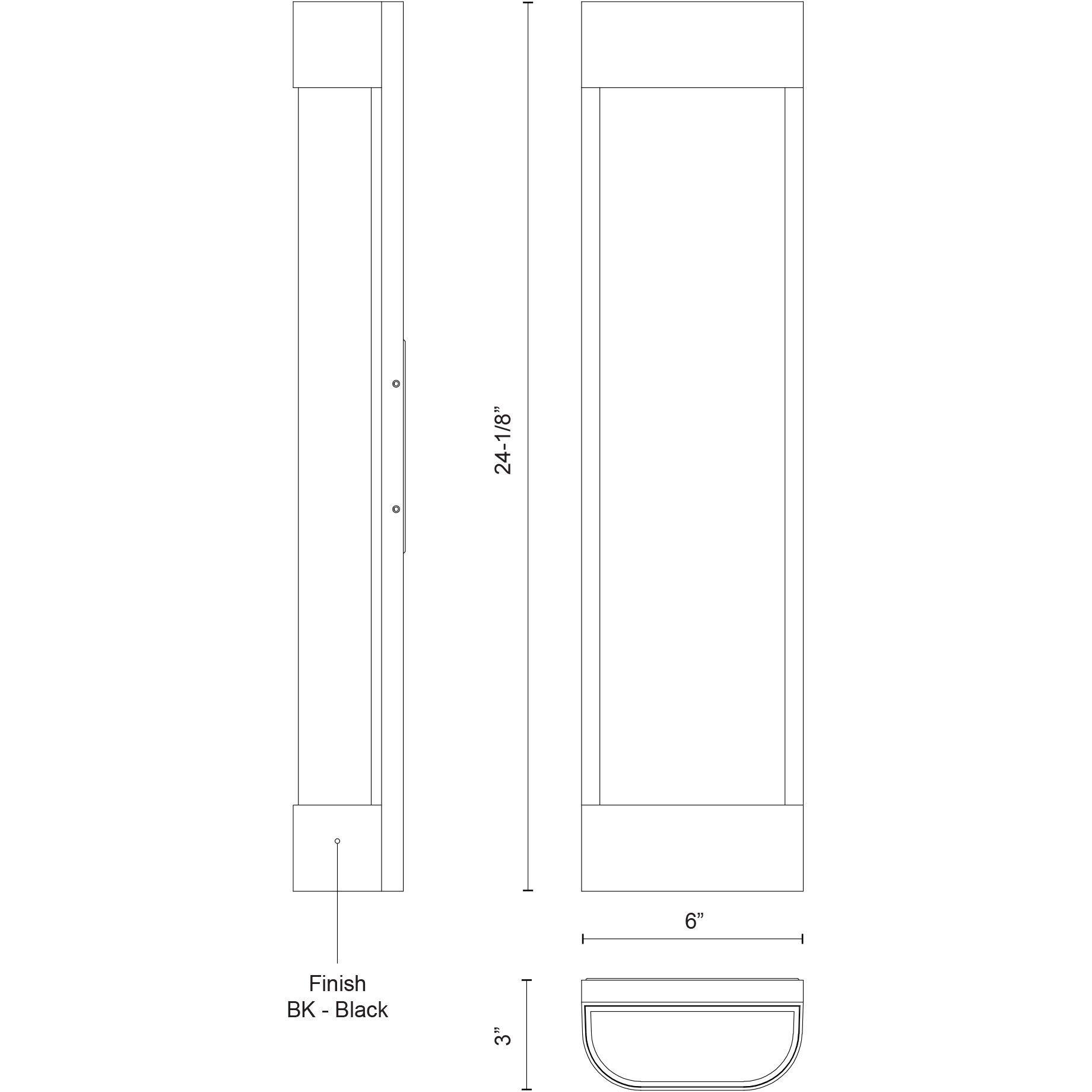 Moondew LED 24.13 inch Black Exterior Wall Sconce