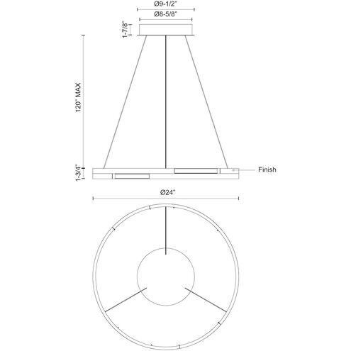 Anello Minor LED 24 inch Black Pendant Ceiling Light