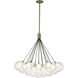 Bolla LED 28 inch Brushed Gold Chandelier Ceiling Light in Clear Glass and Interior Opal Glass