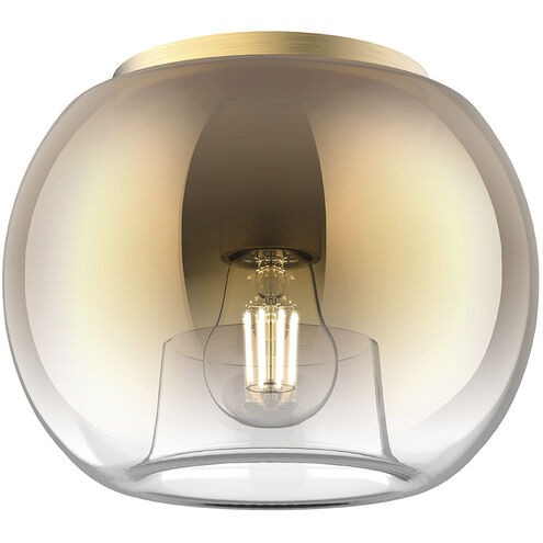 Samar 1 Light 7.5 inch Brushed Gold Flush Mount Ceiling Light in Transition Copper Glass