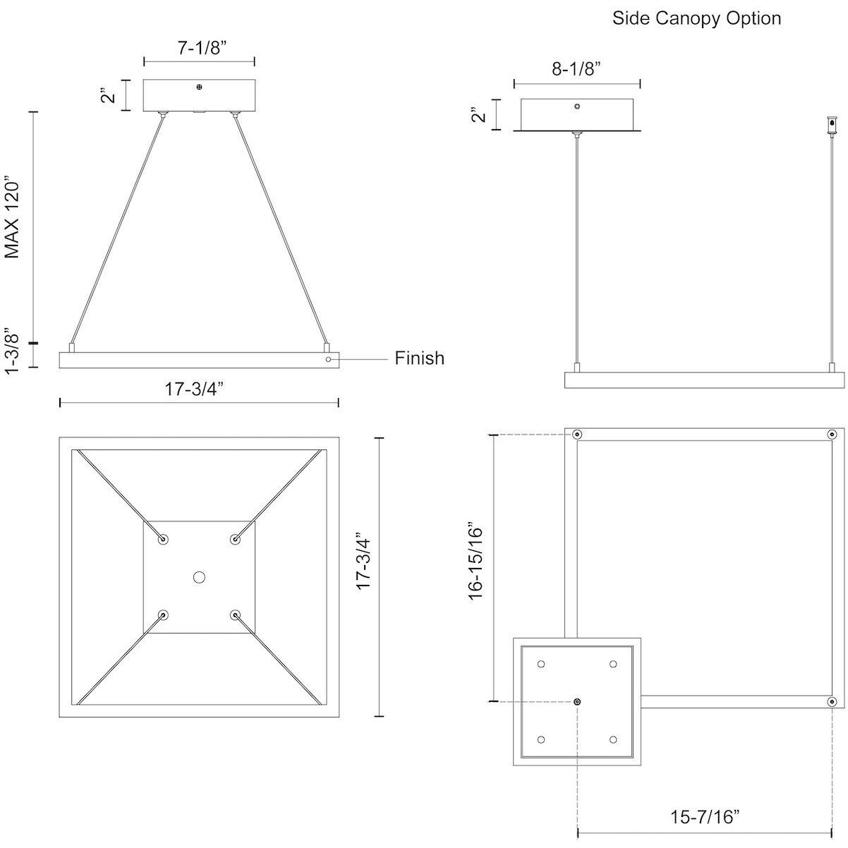 Piazza Pendant Ceiling Light in White